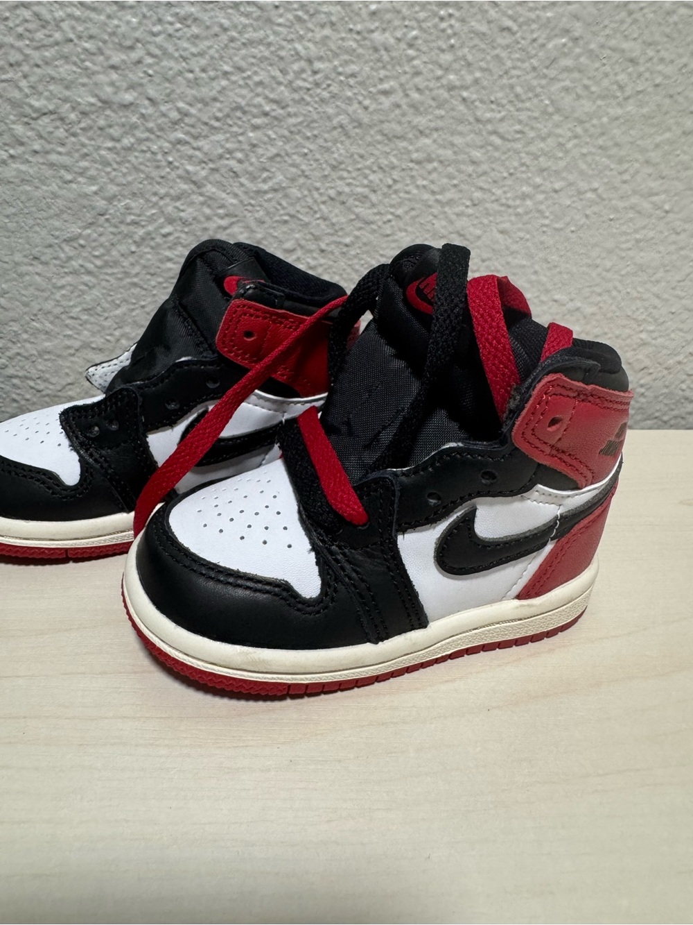 Jordan Kids Black White Red High-Top Sneakers